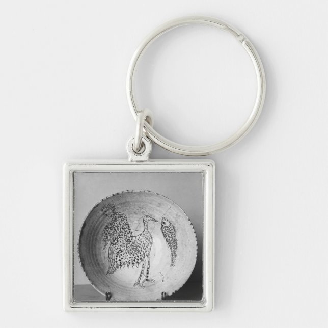 Dish decorated with birds key ring (Front)