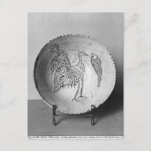Dish decorated with birds postcard