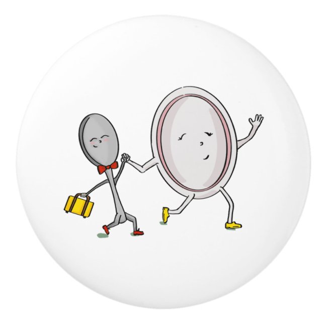 Dish Ran Away with the Spoon Nursery Decor Ceramic Knob (Front)