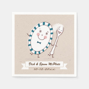 Dish Runs Away with Spoon Wedding Save the Date Napkin