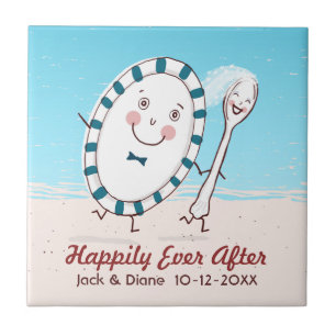 Dish Runs Away with the Spoon Beach Wedding Tile