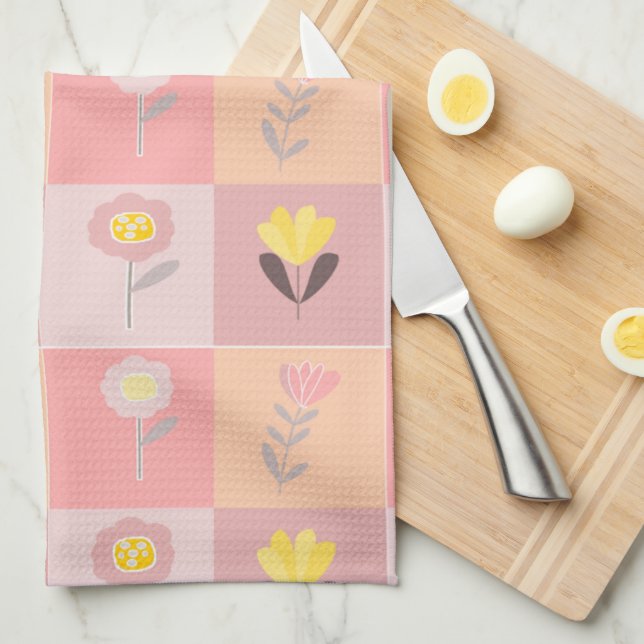 Dish towel or kitchen cloth vintage flowers (Quarter Fold)