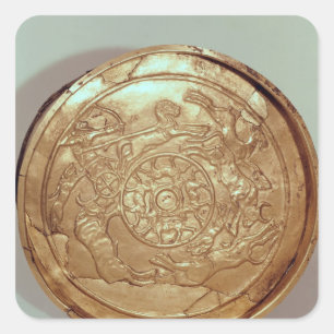 Dish with a hunting scene square sticker