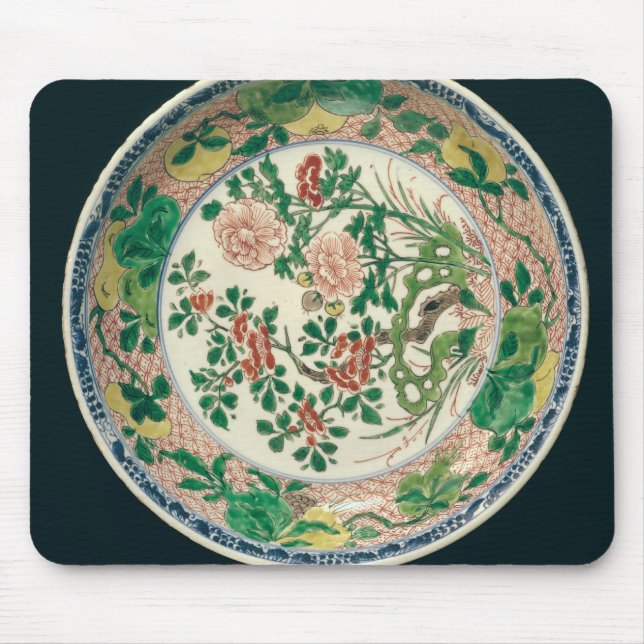 Dish with famille verte decoration mouse pad (Front)