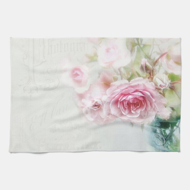 dishcloth "shabby rose" tea towel (Horizontal)