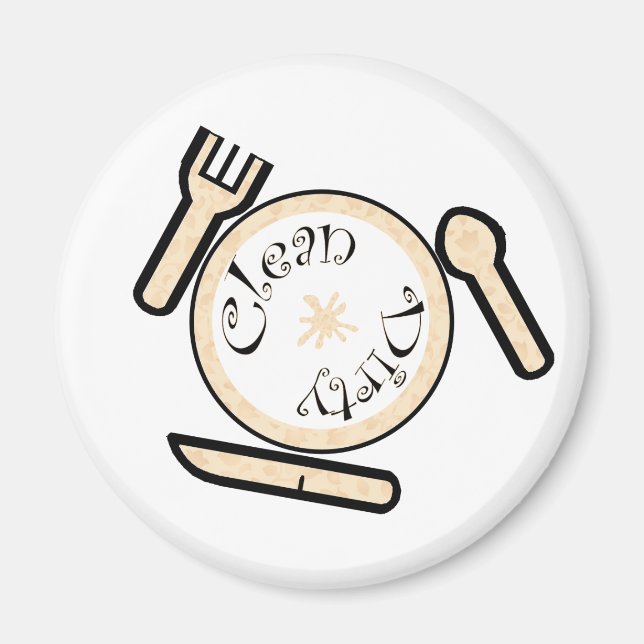 Dishwasher Clean / Dirty Dishes Magnet (Front)