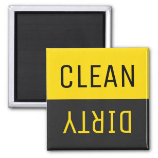 Dishwasher Clean Dirty Dishes Orange Black Kitchen Magnet