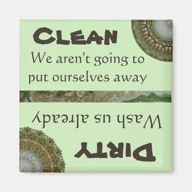Dishwasher Clean Dirty Magnet Green Funny Artistic (Front)