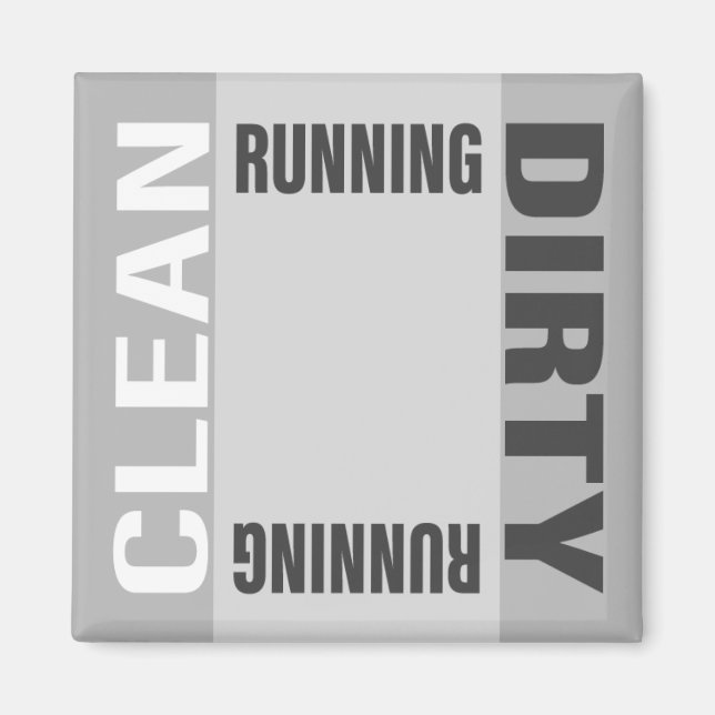 Dishwasher Clean Dirty Running Grey Kitchen Magnet (Front)