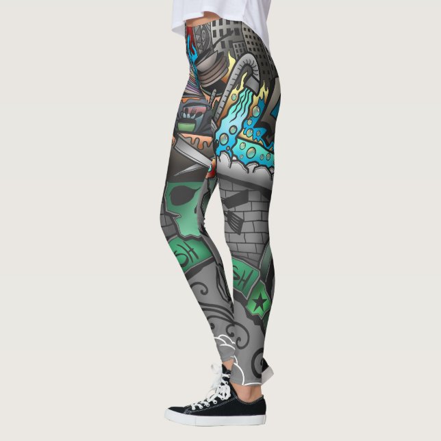 Dishwasher Graffiti Drawing Leggings (Left)