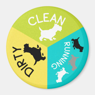 Dishwasher Gray Dog Clean Dirty Running Blue Green Magnet