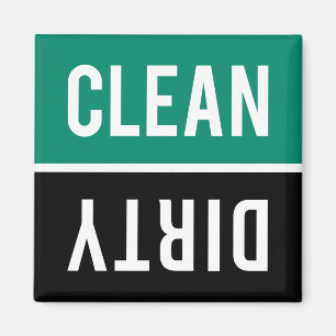 Dishwasher Magnet CLEAN DIRTY - Emerald & Black