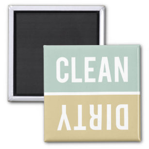 Dishwasher Magnet CLEAN   DIRTY - Green Tan