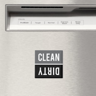 Dishwasher Magnet CLEAN DIRTY - Grey and Black