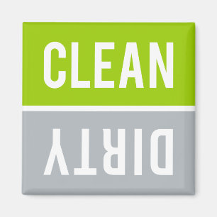 Dishwasher Magnet CLEAN   DIRTY - Lime & Grey