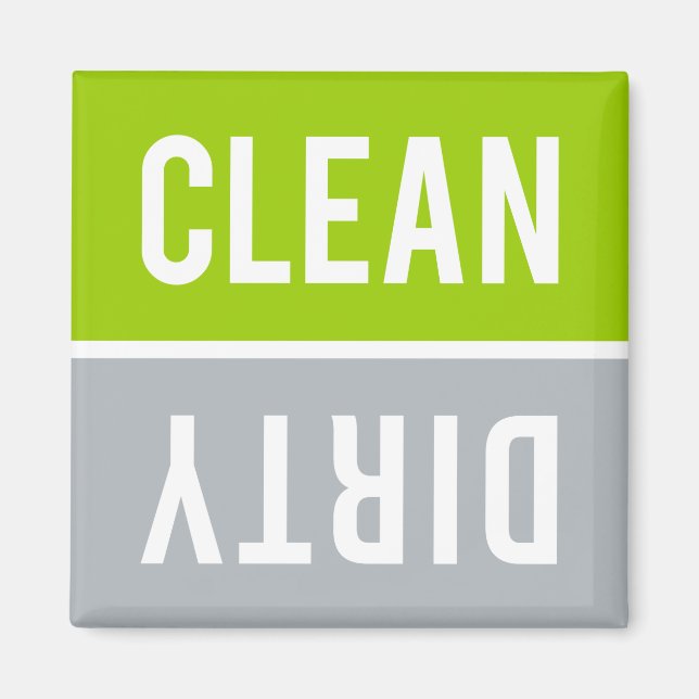 Dishwasher Magnet CLEAN | DIRTY - Lime & Grey (Front)