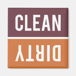 Dishwasher Magnet CLEAN | DIRTY - Orange Burgundy