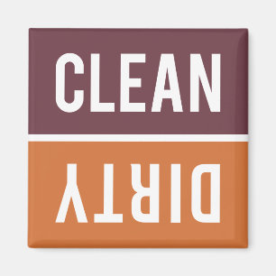 Dishwasher Magnet CLEAN DIRTY - Orange Burgundy