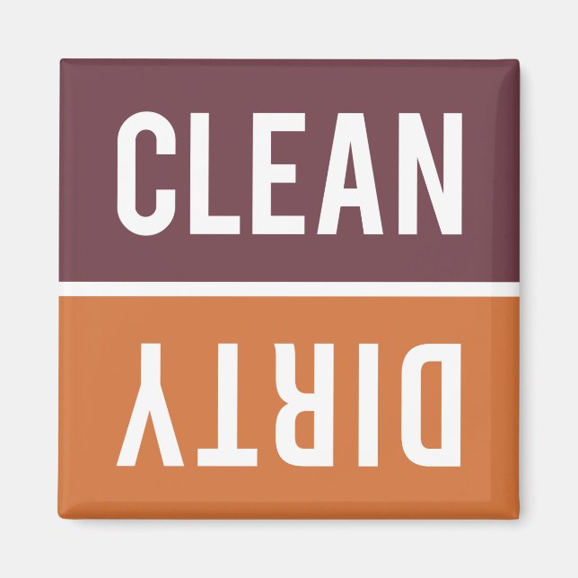 Dishwasher Magnet CLEAN | DIRTY - Orange Burgundy (Front)