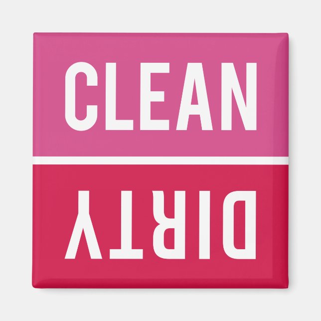 Dishwasher Magnet CLEAN | DIRTY - Pink Red (Front)