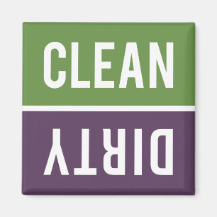 Dishwasher Magnet CLEAN DIRTY - Purple & Green