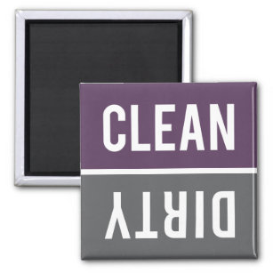 Dishwasher Magnet CLEAN   DIRTY - Purple & Grey