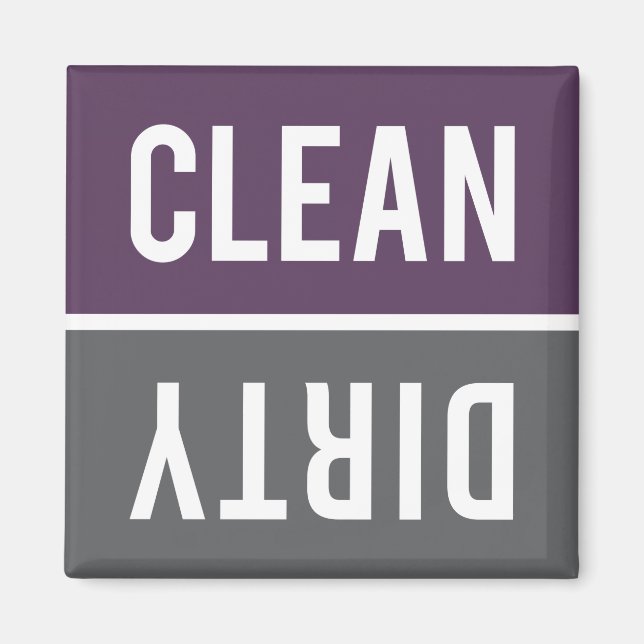 Dishwasher Magnet CLEAN | DIRTY - Purple & Grey (Front)