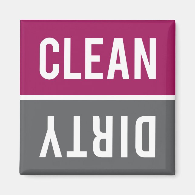 Dishwasher Magnet CLEAN | DIRTY - Raspberry Grey (Front)