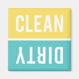 Dishwasher Magnet CLEAN DIRTY - Yellow & Aqua