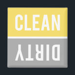Dishwasher Magnet CLEAN | DIRTY - Yellow & Grey<br><div class="desc">Bright yellow,  warm grey,  and white CLEAN | DIRTY magnets.  Just reverse or flip the magnet to clean or dirty on the front of the dishwasher to inform your family about the dishes inside.  Simple modern design.</div>