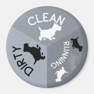 Dishwasher Magnet Grey Dog Clean Dirty Running