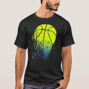 Disintegrating Neon Green Basketball Urban Graphic T-Shirt
