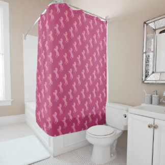 Dismal Pink Shower Curtain Horses Cowgirl Western