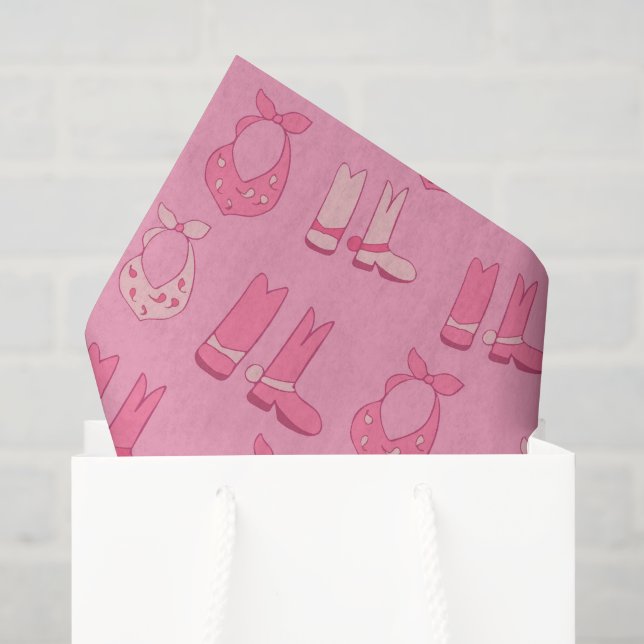 Dismal Pink Tissue Paper Cowboy Boots Bandanas (Gift Bag)