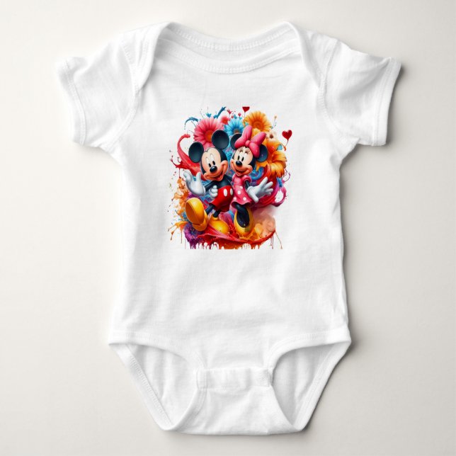 disney baby bodysuits mickey mouse fun cartoon (Front)