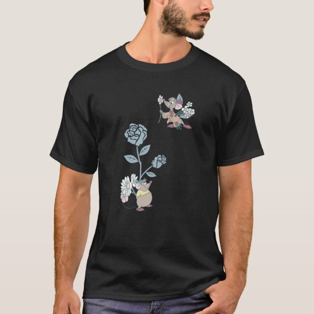 Disney Cinderella Jaq And Gus Flower Poster Premiu T-Shirt (Front)