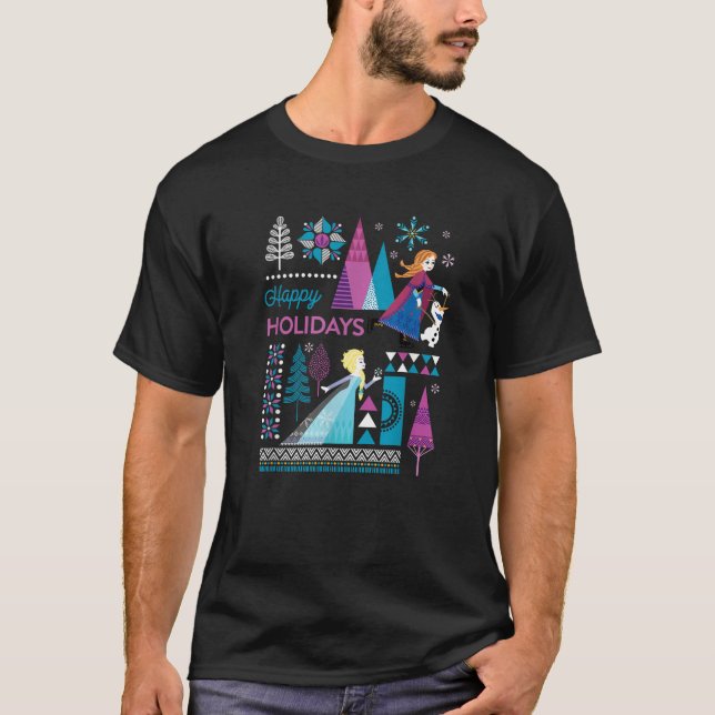 Disney Frozen Anna Elsa Olaf Happy Holidays  T-Shirt