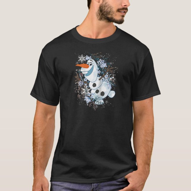 Disney Frozen Olaf Snowflakes And Flowers Raglan B T-Shirt (Front)
