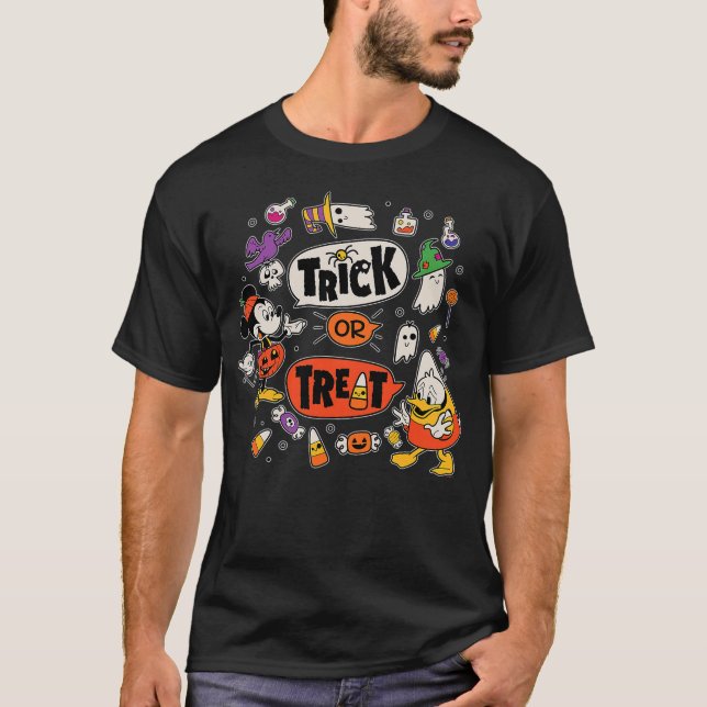 Disney Mickey Mouse Donald Duck Trick or Treat Hal T-Shirt (Front)