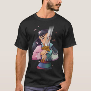 Disney Mulan Anime Half Girl Half Warrior Premium  T-Shirt