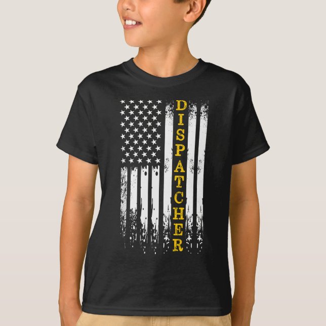 Dispatcher - 911 Operator Thin Gold Yellow Line Di T-Shirt (Front)