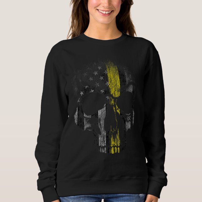 Dispatcher 911 Operator Thin Gold Yellow Line Disp Sweatshirt (Front)