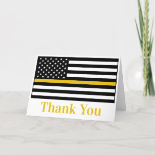 Dispatcher 911 Police Thin Gold Line  Thank You Card