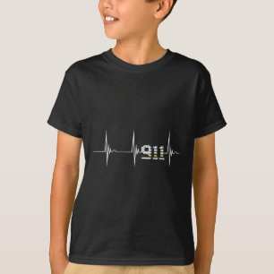 Dispatcher 911 Vintage Usa Flag Heartbeat Ekg Puls T-Shirt