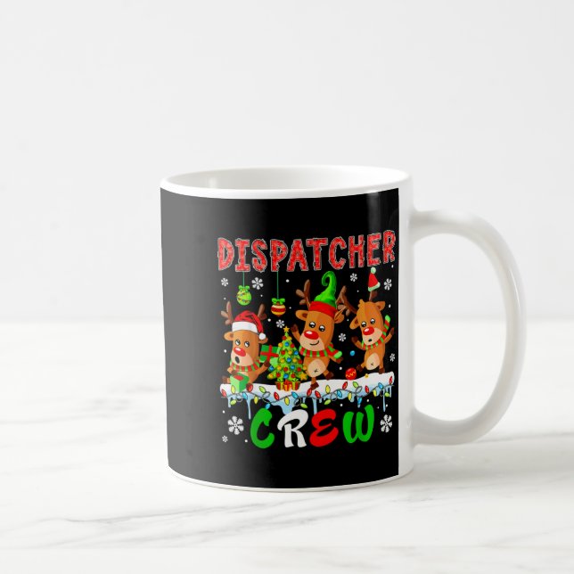 Dispatcher Crew Three Cute Santa Elf Reindeers Xma Coffee Mug (Right)