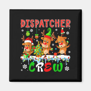 Dispatcher Crew Three Cute Santa Elf Reindeers Xma Magnet