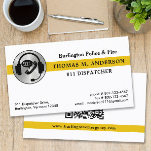Dispatcher Custom Emergency Services 911 QR Code Business Card