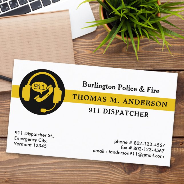 Dispatcher Custom Modern Emergency Services 911  Business Card (Creator Uploaded)
