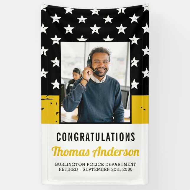 Dispatcher Retirement Custom Photo Thin Gold Line Banner (Vertical)