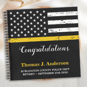 Dispatcher Thin Gold Line Flag Retirement Guest Notebook